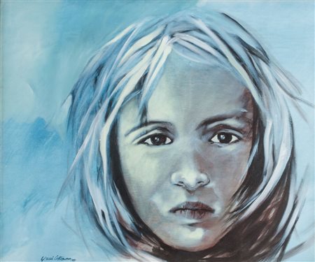GIANNI CASTRONOVO OLIO su tela "volto di donna". XX secolo Misure: cm 62 x 72