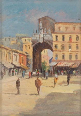 SALVATORE MANZELLA LOTTO composto da OLIO su tavoletta "viale alberato" e da...