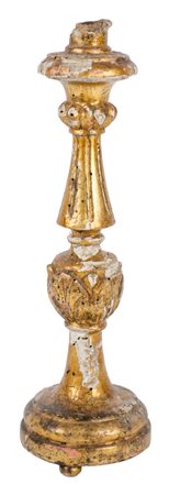 CANDELIERE in legno doarto ad argento a mecca (usure). Sicilia XIX secolo...