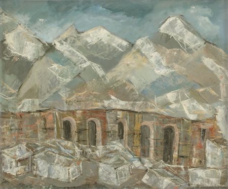 GIORGIO BAFFIGO (Sarzana (SP) 1935 - 1974) OLIO su faesite "paesaggio...