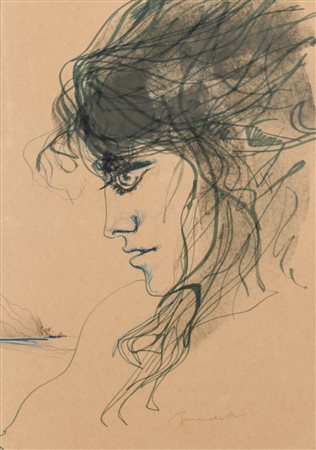 SILVIO BENEDETTO (Buenos Aires 1938) TECNICA mista su carta "profilo...