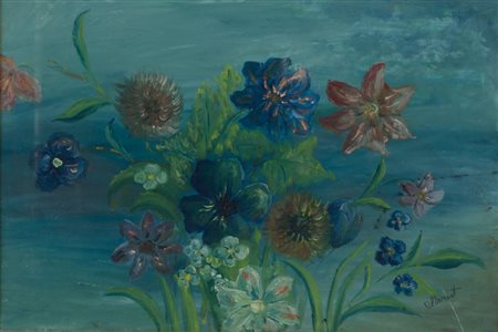 OLIO su cartoncino telato "natura morta", firmato in basso a destra. XX...