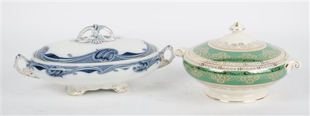 DUE ZUPPIERE in ceramica decorata. Inghilterra primi '900 Misure: varie