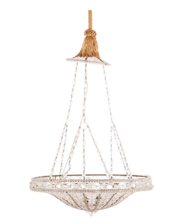 Lampadario in cristallo, di forma circolare composto da elementi a forma di...