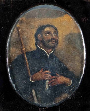 Anonimo del XVIII secolo Santo in preghiera Entro cornice in legno...