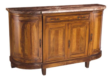 Credenza impiallacciata in legno di noce Due sportelli e un cassetto sul...