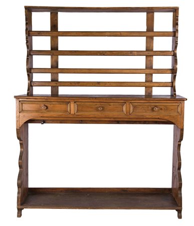 Piattaia fine del XIX secolo in legno dolce con tre cassetti. Misure cm 190 x...