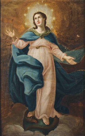 Anonimo del XIX secolo Assunzione della Beata Vergine Maria Olio su tela....