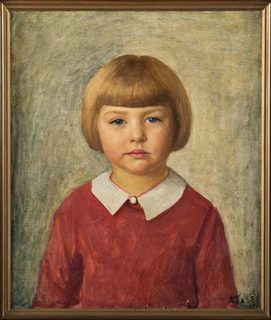 Atanas Tasev Sofia 1897-1991 Ritratto di Bambina Firmato e datato 1935 in...