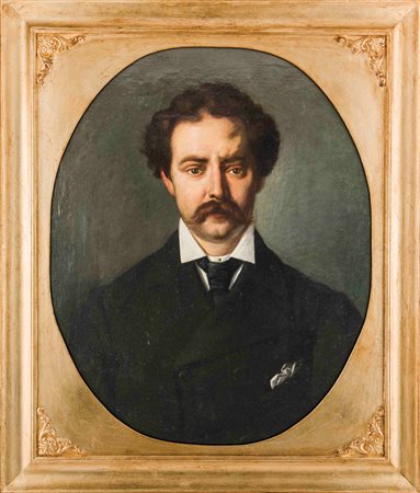 Anonimo del XIX secolo Ritratto di Edmondo De Am icis Olio su tela. Misure cm...