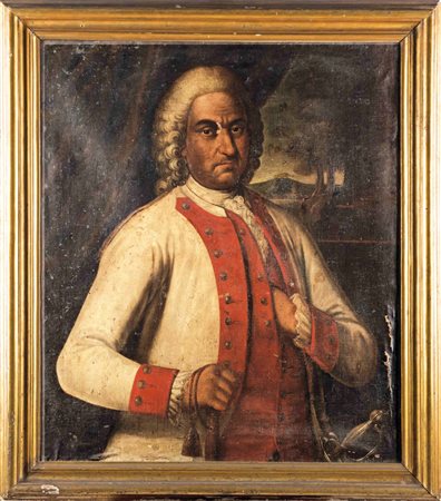 Anonimo del XVIII secolo Gentiluomo Olio su tela. Misure cm 95 x 82