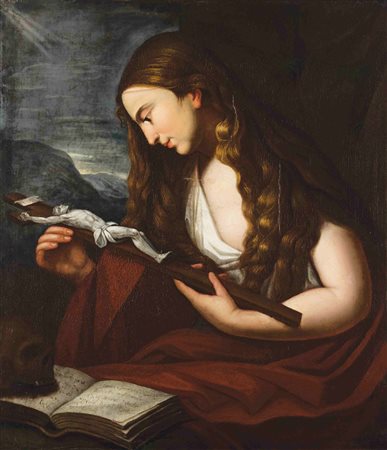 Scuola Bolognese del XVIII secolo Maddalena Penitente Senza cornice Olio su...