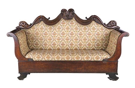 Divano Carlo X in legno di noce, Italia prima metà del XIX secolo Schienale...