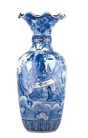 Coppia DI Vasi, Cina XIX secolo IN PORCELLANA BIANCA E BLU Bordi svasati e...