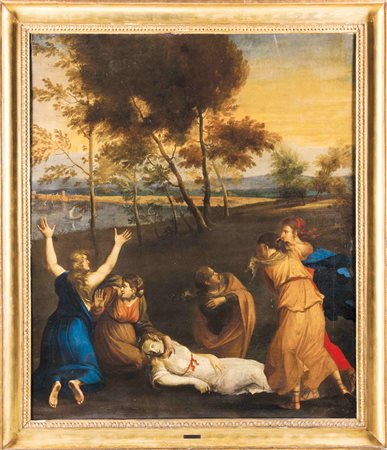 Seguace di Nicolas Poussin Villers 1594-Roma 1665 Ritrovamento di Zenobia...