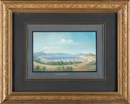 Anonimo del XIX secolo Veduta di Napoli Gouache. Misure cm 19,5 x 27,5