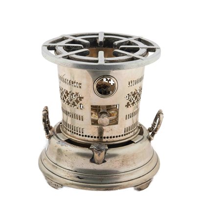 Antico Scaldavivande a spirito in metallo argentato Altezza cm 23