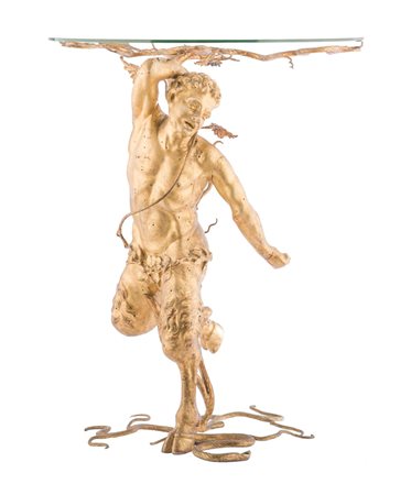 Scultura raffigurante satiro in legno dorato, PRO BABILMENTE RO MA XVIII...