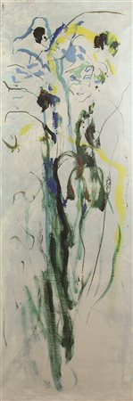 Ernesto Treccani, Senza titolo, 1977, serigrafia su tela, cm. 150x50, es....