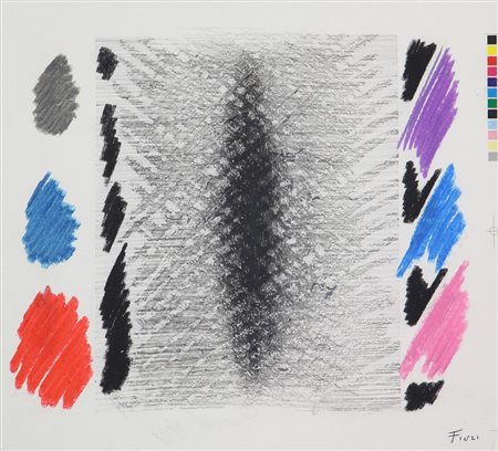 Ennio Finzi, Senza titolo, 2001, tecnica mista su cartoncino, cm. 24,5x27,...