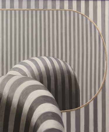 Gianfranco Goberti, Poltrona e Specchio, 2001, acrilico su tela, cm. 100x80,...