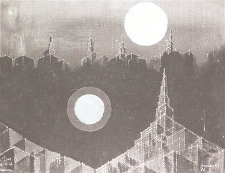 Cesare Peverelli, Senza titolo, 1966, olio su tela, cm. 26x35, firmato e...