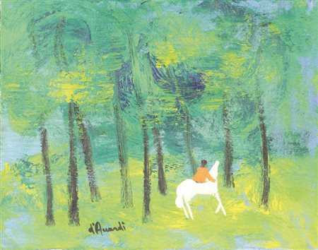 Gianrodolfo D'Accardi, Nel Bosco, olio su tela, cm. 24x30, firmato in basso a...
