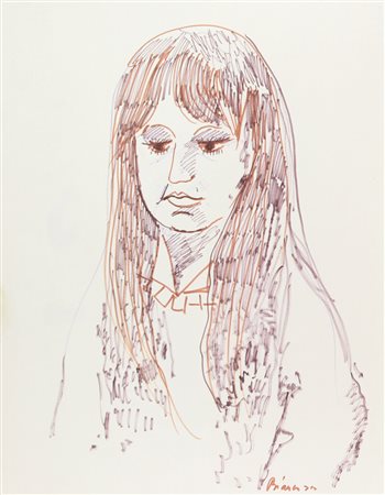 Remo Bianco, Ritratti, lotto di 2 pennarelli su carta, cm. 55x42 ciascuno,...