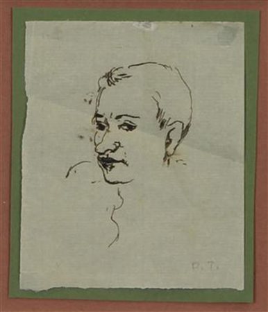 Orfeo Tamburi, Volto - Figura , lotto di 2 disegni a matita e china su carta,...