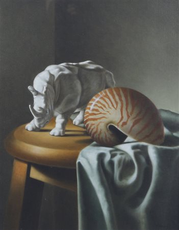 Antonio Nunziante, Allegoria, olio su tela, cm. 50,5x40,5, firmato in basso a...