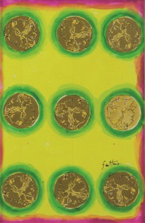 Renato Guttuso, Senza titolo, tecnica mista e collage su carta, cm. 19x13,...