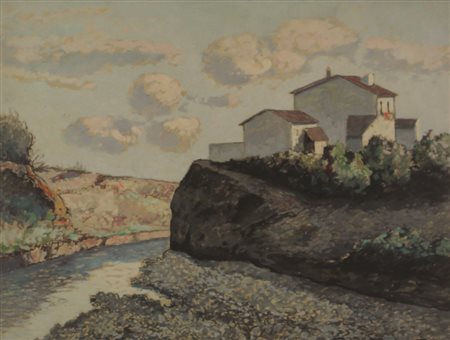 Gino Romiti, Senza titolo, olio su tavola, cm. 30x40, firmato in basso a...