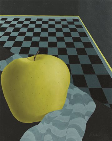 Carlo A. Galimberti, Mela, olio su tela, cm. 50x40, firmato in basso a destra