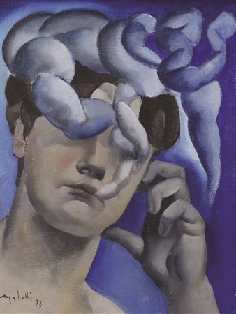 Francesco Merletti, Nuvole, 1998, olio su tela, cm. 40x30, firmato e datato...