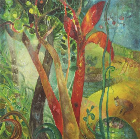 Roberto Origgi, Un Cane Vecchio..., 1992, olio su tela, cm. 50x50, siglato in...