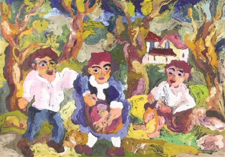 Giuseppe Serafini, Senza titolo, olio su cartone, cm. 50x70, firmato in basso...