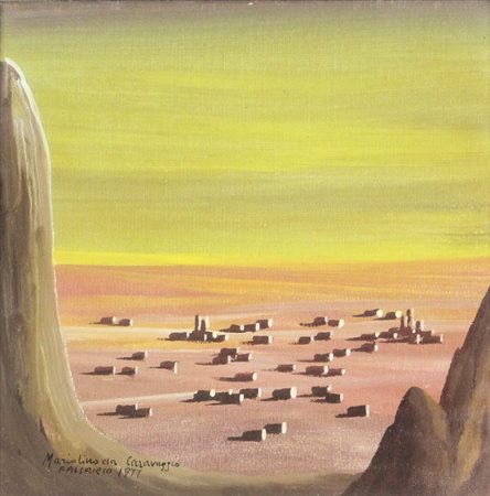 Mariolino Da Caravaggio, Senza titolo, 1977, olio su cartone telato, cm....