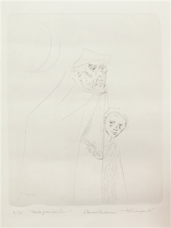 Trento Longaretti, Gente del Circo, incisione su carta, cm. 50x35 (lastra cm....