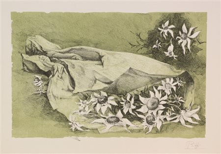 Bruno Biffi, Fiori, (1980 circa), litografia su carta, cm. 35x50, es. senza...