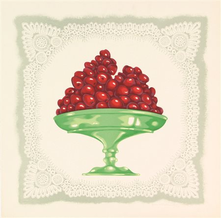 Gabriella Marchi, Ciliegie, (1980 circa), serigrafia su carta, cm. 47,5x47,5,...
