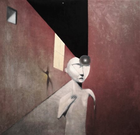 Vincenzo Bartoli, L'inquietante, 2010, olio su tela, cm. 100x100, firmato e...