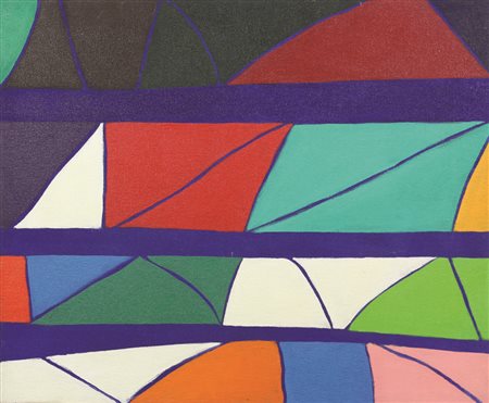 Piero Dorazio, Senza titolo, 1973, olio su tela, cm. 50x60, firmato, dedicato...