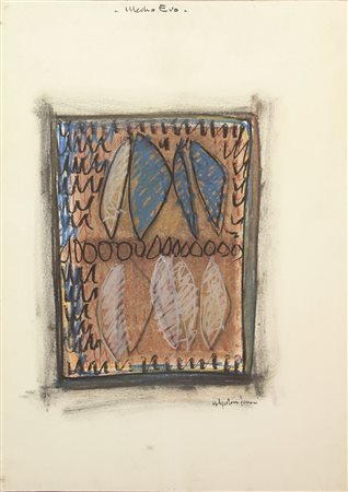 Agostino Ferrari, Medioevo, 1964, tecnica mista su cartoncino applicato su...