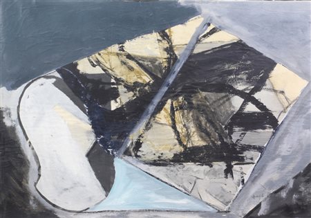 Giuseppe Spagnulo, Senza titolo, 1965, olio su tela, cm. 48x68, firmato e...
