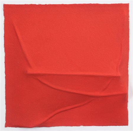 Agostino Bonalumi, Senza titolo, 1995, carta estroflessa entro teca di...