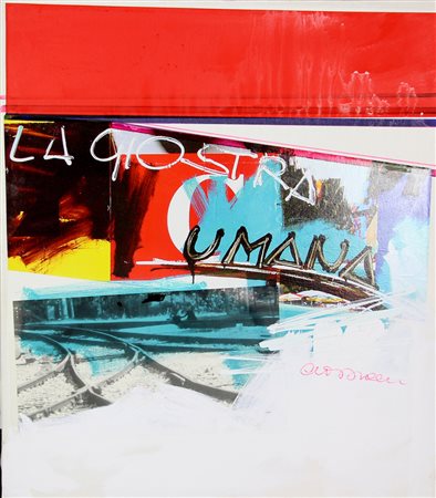 Antonio Del Donno, La Giostra Umana, tecnica mista e collage su tela, cm....