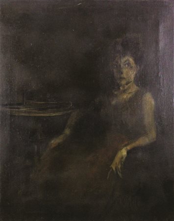 Alberto Sughi, Figura di Donna, 1964, olio su tela, cm. 100x80, firmato in...
