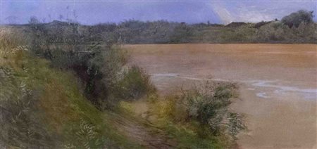 Giulio Aristide Sartorio (Roma 1860-1932), Ansa del Tevere Tecnica mista su...