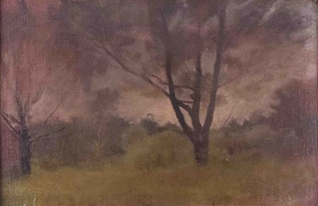 Federico Rossano (Napoli 1835-1912), Bosco Francese Olio su tela incollata su...