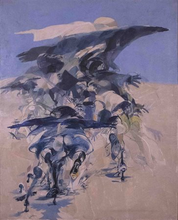 Ennio Calabria (Tripoli 1937), La conquista dello spazio, 1965 Olio su tela,...